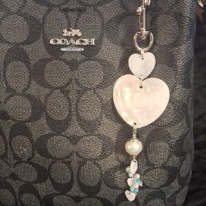 Mother Of Pearl Hearts And Beads Handbag Charm
